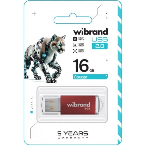 Накопичувач Wibrand Cougar 16GB USB 2.0 (WI2.0/CU16P1R) Red купити в Україні | Telemart фото