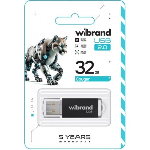 Накопичувач Wibrand Cougar 32GB USB 2.0 (WI2.0/CU32P1B) Black купити в Україні | Telemart фото