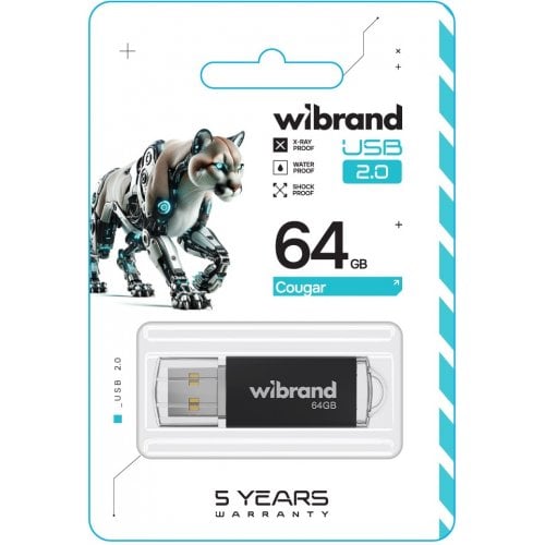 Накопичувач Wibrand Cougar 64GB USB 2.0 (WI2.0/CU64P1B) Black купити в Україні | Telemart фото