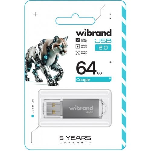 Накопичувач Wibrand Cougar 64GB USB 2.0 (WI2.0/CU64P1S) Silver купити в Україні | Telemart фото