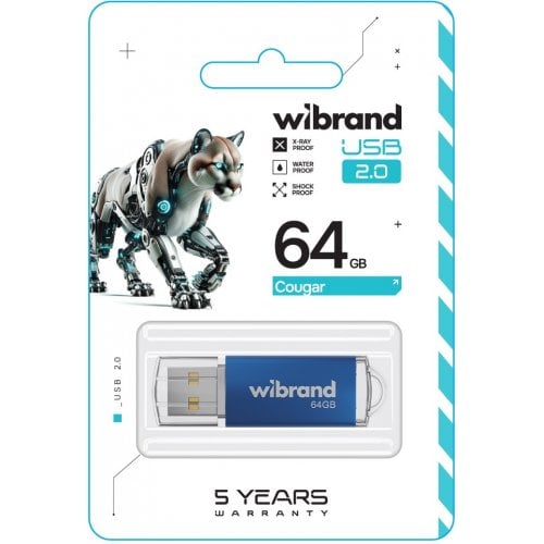 Накопичувач Wibrand Cougar 64GB USB 2.0 (WI2.0/CU64P1U) Blue купити в Україні | Telemart фото