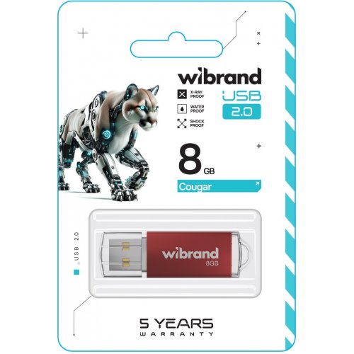 Накопитель Wibrand Cougar 8GB USB 2.0 (WI2.0/CU8P1R) Red купить в Украине | Telemart фото