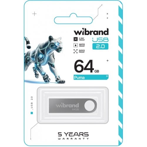 Накопичувач Wibrand Puma 64GB USB 2.0 (WI2.0/PU64U1S) Silver купити в Україні | Telemart фото