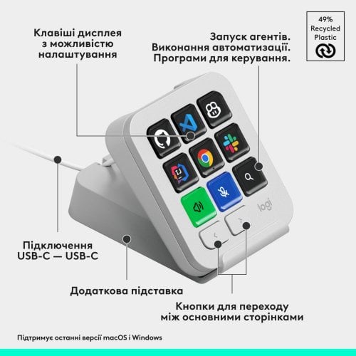 Програмована консоль Logitech MX Keypad (920-013892) Pale Grey купити в Україні | Telemart фото