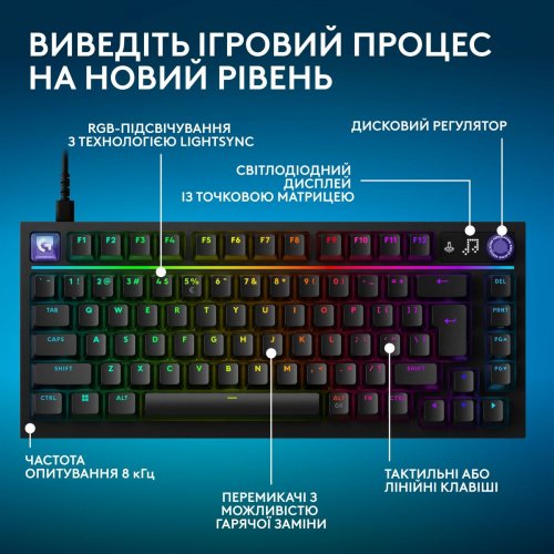 Клавиатура Logitech G316 X 75 RGB Tactile (920-014291) Black купить в Украине | Telemart фото