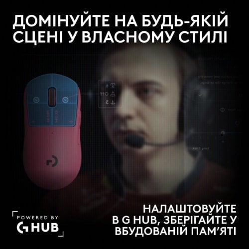 Мышка Logitech G Pro X3 Superstrike Lightspeed Wireless (910-007827) Pink Eclipse купить в Украине | Telemart фото