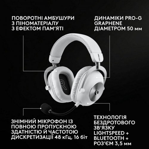 Навушники Logitech G Pro X3 Lightspeed Wireless (981-001748) White купити в Україні | Telemart фото