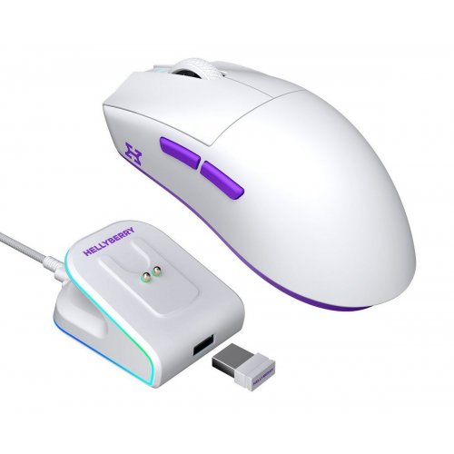 Уцінка миша HATOR Hellyberry HM47 Wireless (HM47_WHITE_VIOLET) White/Violet (Розкрита упаковка, 911398) купити в Україні | Telemart фото