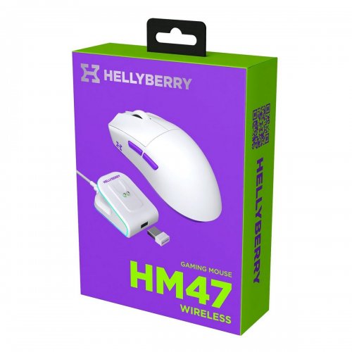 Уцінка миша HATOR Hellyberry HM47 Wireless (HM47_WHITE_VIOLET) White/Violet (Розкрита упаковка, 911398) купити в Україні | Telemart фото
