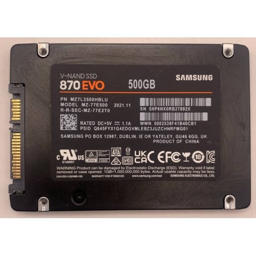 Ssd-диск Samsung 870 EVO V-NAND 500GB 2.5" (MZ-77E500B) (Восстановлено продавцом, 911756) купить в Украине | Telemart фото