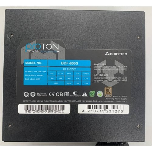 Блок живлення CHIEFTEC Proton 600W (BDF-600S) (Відновлено продавцем, 912379) купити в Україні | Telemart фото