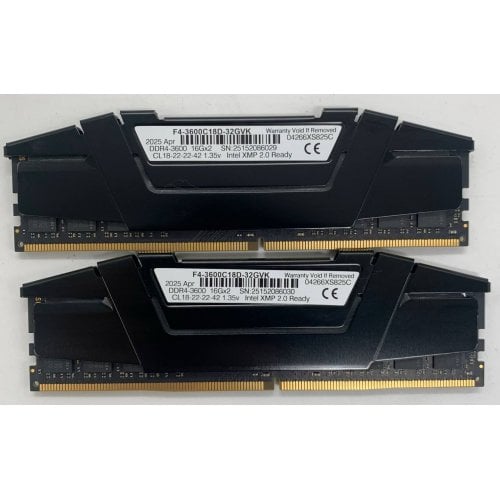 Озу G.Skill DDR4 32GB (2x16GB) 3600Mhz Ripjaws V Black (F4-3600C18D-32GVK) (Восстановлено продавцом, 912731) купить в Украине | Telemart фото