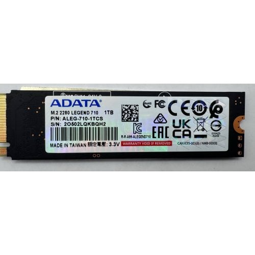 Ssd-диск ADATA Legend 710 3D NAND 1TB M.2 (2280 PCI-E) (ALEG-710-1TCS) (Відновлено продавцем, 912825) купити в Україні | Telemart фото