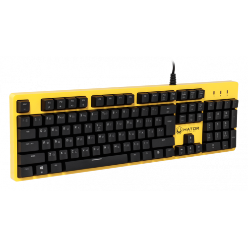 Купить Клавиатура HATOR Rockfall Yellow Edition Outemu Mechanical Switches Blue UA (HTK-600) Yellow - цена в Харькове, Киеве, Днепре, Одессе
в интернет-магазине Telemart фото