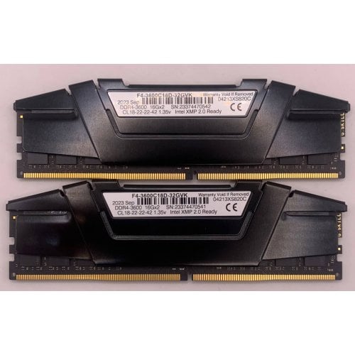 Озу G.Skill DDR4 32GB (2x16GB) 3600Mhz Ripjaws V Black (F4-3600C18D-32GVK) (Восстановлено продавцом, 912888) купить в Украине | Telemart фото
