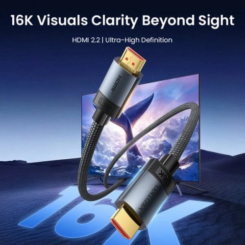 Кабель Vention Fabric Braided HDMI to HDMI V2.2 16K 1m (ALVHF) Gray купить в Украине | Telemart фото