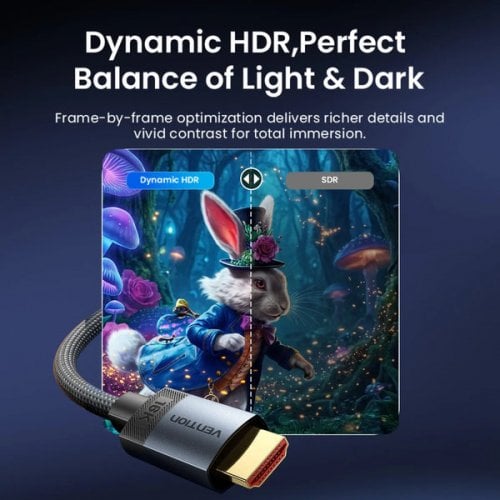 Кабель Vention Fabric Braided HDMI to HDMI V2.2 16K 3m (ALVHI) Gray купить в Украине | Telemart фото