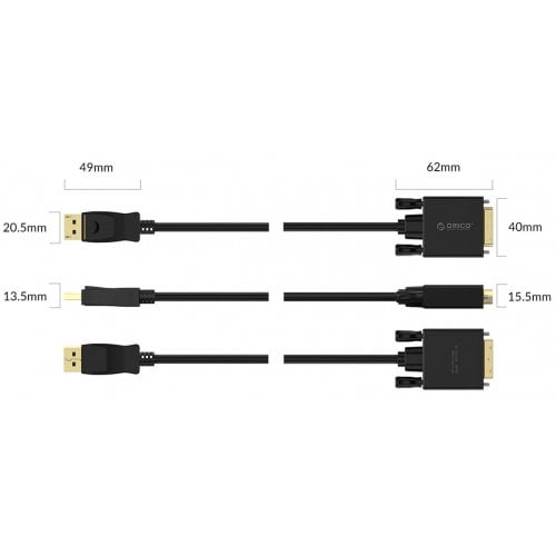 Кабель ORICO DisplayPort to DVI 3m (ORICO-XD-DTD-30-BK-BP) Black купить в Украине | Telemart фото