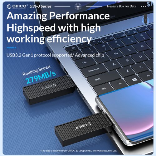 Накопичувач ORICO U3S-J 256GB USB 3.0 (ORICO-U3S-J-A256G-BL-BP) Blue купити в Україні | Telemart фото