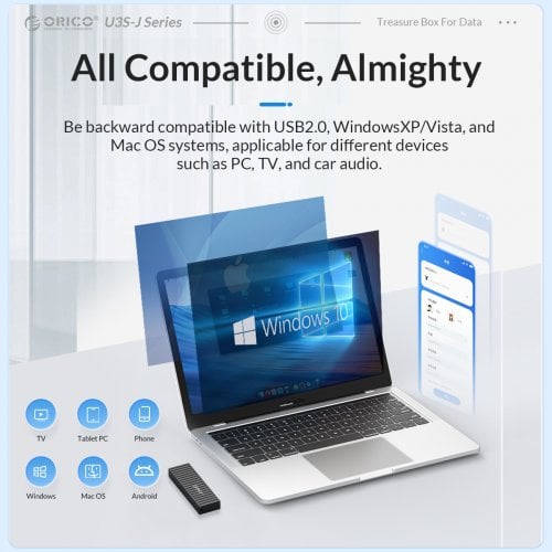 Накопичувач ORICO U3S-J 256GB USB 3.0 (ORICO-U3S-J-A256G-BL-BP) Blue купити в Україні | Telemart фото
