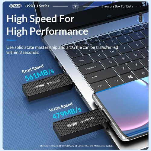 Накопичувач ORICO USSD-J 512GB USB 3.2 (ORICO-USSD-J-A512G-BK-BP) Black купити в Україні | Telemart фото