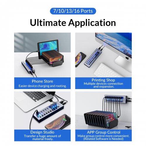 USB-хаб ORICO AT2U3 USB 13 in 1 (ORICO-AT2U3-13AB-EU-GY-BP) Gray купить в Украине | Telemart фото