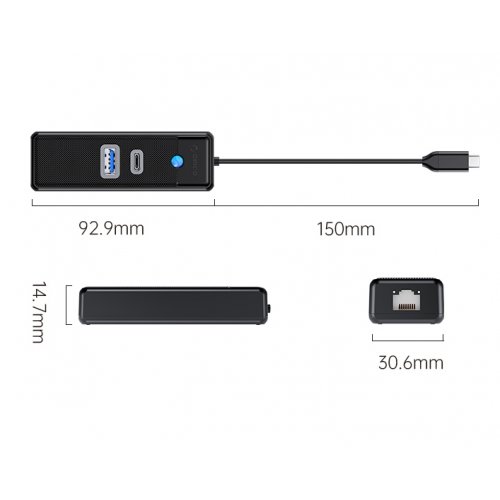 USB-хаб ORICO PWCUR-C3 USB 3 in 1 (ORICO-PWCUR-C3-015-BK-EP) Black купить в Украине | Telemart фото