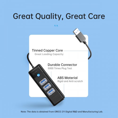 USB-хаб ORICO PWCUR-C3 USB 3 in 1 (ORICO-PWCUR-C3-015-BK-EP) Black купить в Украине | Telemart фото