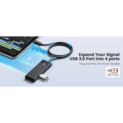 USB-хаб ORICO PAPW4A-C3 USB Type-C 4 in 1 (ORICO-PAPW4A-C3-015-BK-EP) Black купить в Украине | Telemart фото
