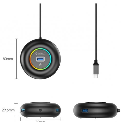 USB-хаб ORICO YXR4-C3 USB Type-C 4 in 1 (ORICO-YXR4-C3-18-BK-EP) Black купить в Украине | Telemart фото