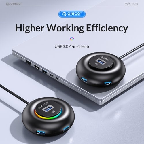USB-хаб ORICO YXR4-C3 USB Type-C 4 in 1 (ORICO-YXR4-C3-18-BK-EP) Black купить в Украине | Telemart фото