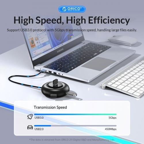 USB-хаб ORICO YXR4-C3 USB Type-C 4 in 1 (ORICO-YXR4-C3-18-BK-EP) Black купить в Украине | Telemart фото