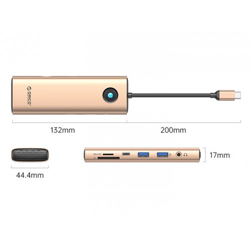 USB-хаб ORICO PW11-9P25R USB Type-C 9 in 1 (ORICO-PW11-9P25R-RG-EP) Rose Gold купить в Украине | Telemart фото