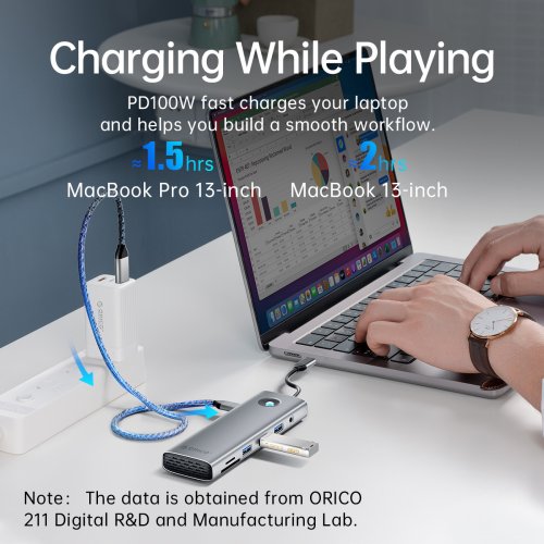 USB-хаб ORICO PW11-9P25R USB Type-C 9 in 1 (ORICO-PW11-9P25R-RG-EP) Rose Gold купить в Украине | Telemart фото