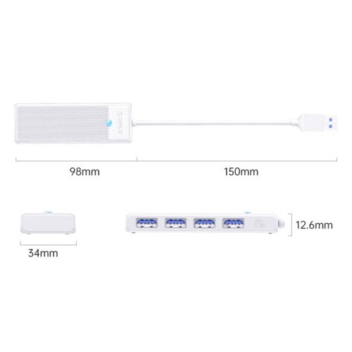 USB-хаб ORICO PAPW4A-U3 USB 4 in 1 (ORICO-PAPW4A-U3-015-WH-EP) White купить в Украине | Telemart фото