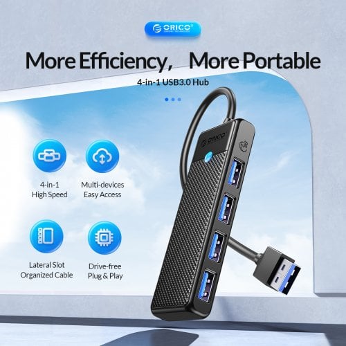 USB-хаб ORICO PAPW4A-U3 USB 4 in 1 (ORICO-PAPW4A-U3-015-WH-EP) White купить в Украине | Telemart фото