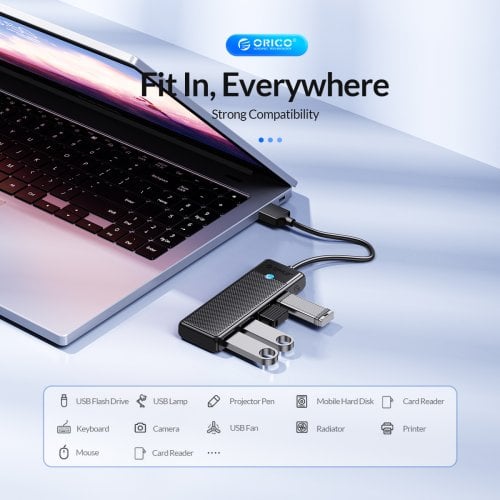 USB-хаб ORICO PAPW4A-U3 USB 4 in 1 (ORICO-PAPW4A-U3-015-WH-EP) White купить в Украине | Telemart фото