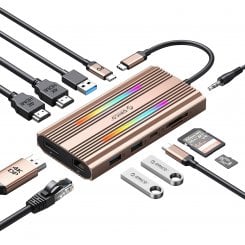 USB-хаб ORICO XDR-X3 USB Type-C 12 in 1 (ORICO-XDR-X3-RG-BP) Rose Gold