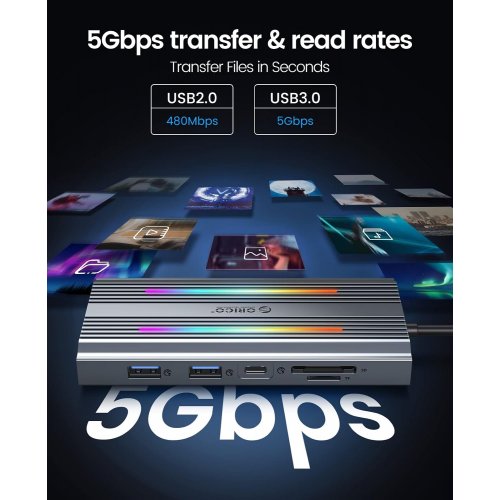 USB-хаб ORICO XDR-X3 USB Type-C 12 in 1 (ORICO-XDR-X3-RG-BP) Rose Gold купить в Украине | Telemart фото