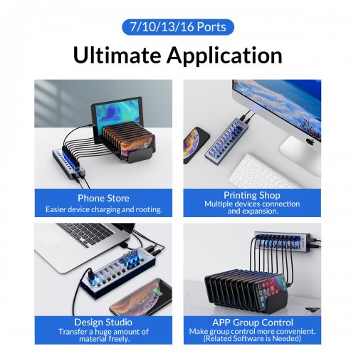USB-хаб ORICO AT2U3 USB 10 in 1 (ORICO-AT2U3-10AB-EU-GY-BP) Gray купить в Украине | Telemart фото