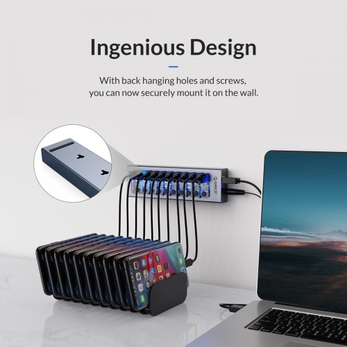 USB-хаб ORICO AT2U3 USB 10 in 1 (ORICO-AT2U3-10AB-EU-GY-BP) Gray купить в Украине | Telemart фото