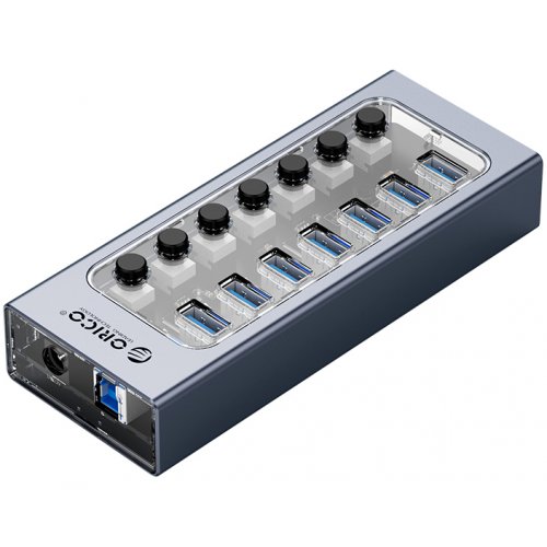 USB-хаб ORICO AT2U3 USB 7 in 1 (ORICO-AT2U3-7AB-EU-GY-BP) Gray купить в Украине | Telemart фото
