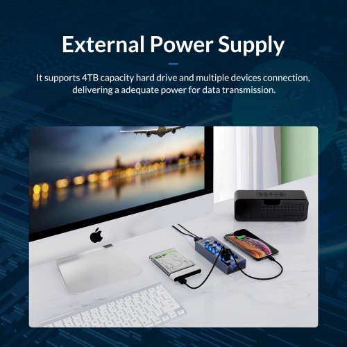 USB-хаб ORICO AT2U3 USB 7 in 1 (ORICO-AT2U3-7AB-EU-GY-BP) Gray купить в Украине | Telemart фото