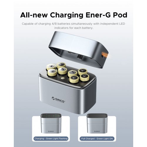 Акумуляторні батарейки ORICO АА Rechargeable Lithium Battery 2300 mWh 8 шт. (ORICO-EG5-UN-8PK-EV8-EP) купити в Україні | Telemart фото