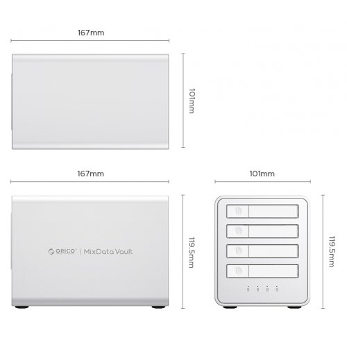 Внешний бокс для SSD ORICO 8848U4 4-Bay M.2 NVMe SSD Enclosure USB Type-C (ORICO-8848U4-EU-SV-BP) Silver купить в Украине | Telemart фото