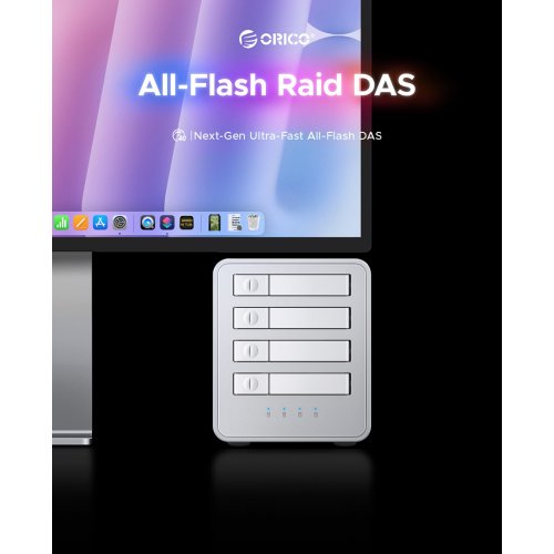 Внешний бокс для SSD ORICO 8848U4 4-Bay M.2 NVMe SSD Enclosure USB Type-C (ORICO-8848U4-EU-SV-BP) Silver купить в Украине | Telemart фото