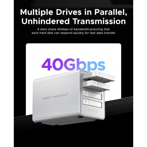 Внешний бокс для SSD ORICO 8848U4 4-Bay M.2 NVMe SSD Enclosure USB Type-C (ORICO-8848U4-EU-SV-BP) Silver купить в Украине | Telemart фото