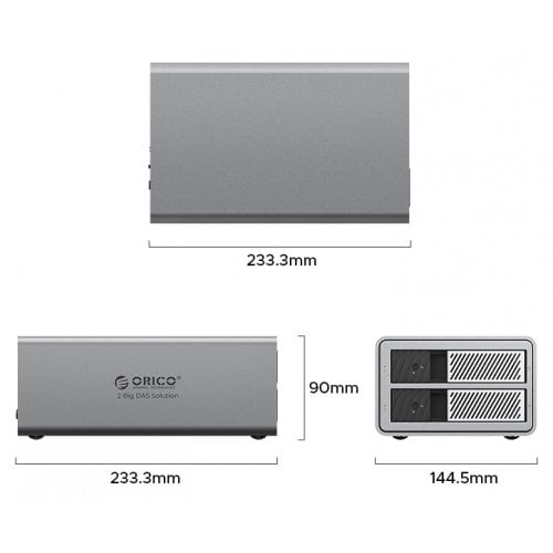 Внешний бокс для HDD ORICO 9828RU3 2-Bay 3.5" HDD RAID Enclosure USB (ORICO-9828RU3-EU-GY-BP) Grey купить в Украине | Telemart фото