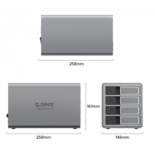 Внешний бокс для HDD ORICO 9848RU3 4-Bay 3.5" HDD RAID Enclosure USB (ORICO-9848RU3-EU-GY-BP) Grey купить в Украине | Telemart фото