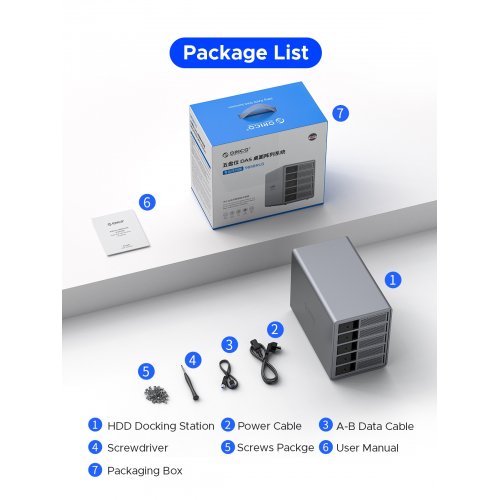 Внешний бокс для HDD ORICO 9858RU3 5-Bay 3.5" HDD RAID Enclosure USB (ORICO-9858RU3-EU-GY-BP) Grey купить в Украине | Telemart фото